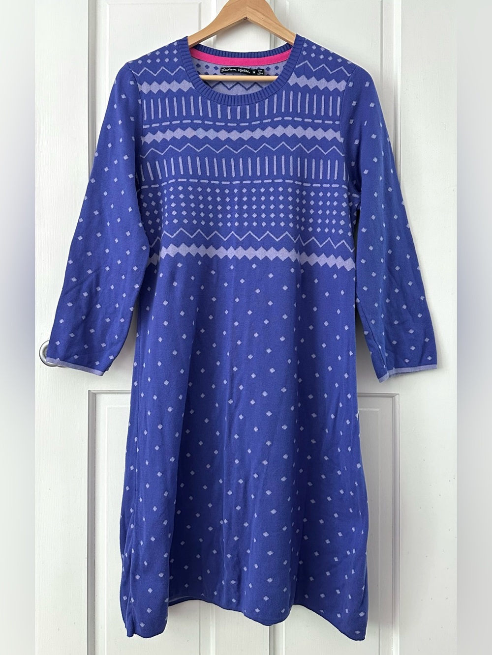 Gudrun Sjödén Purple Polka Dot Cotton Knit Sweater Dress Scandi Artsy Size M